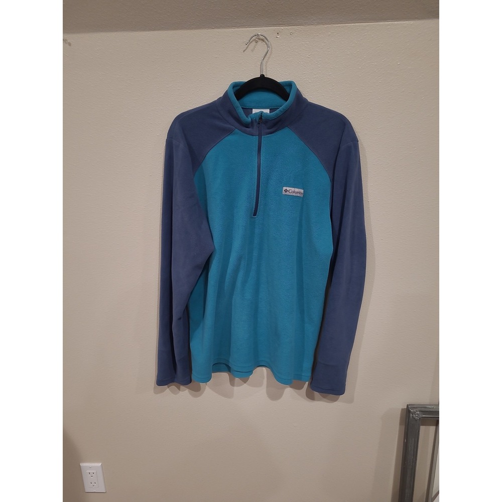 COLUMBIA mens Lake Aloha 1/2 Zip Fleece Pullover teal blue SZ M Hiking camping